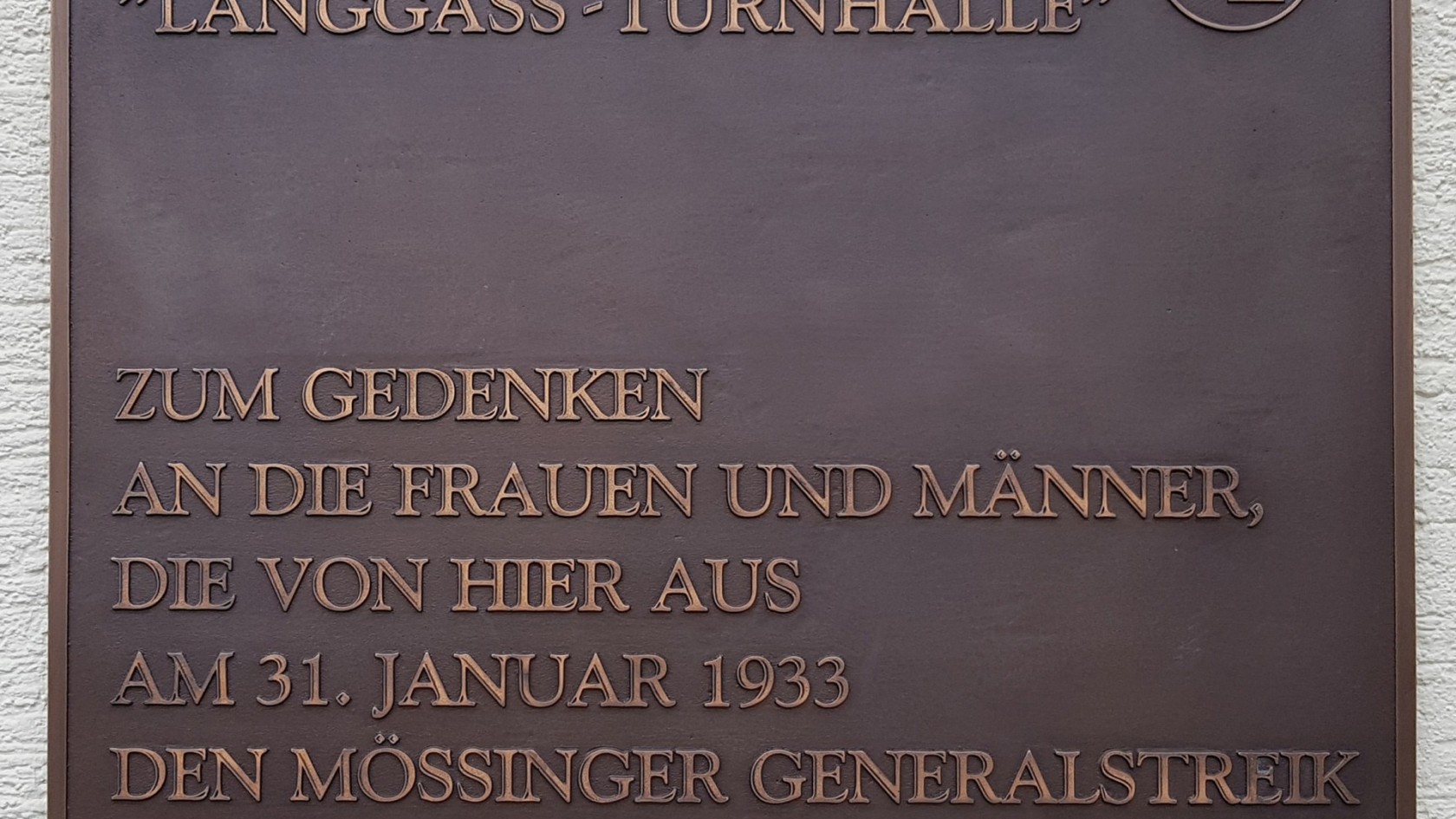 Schild Generalstreik Mössingen (31. Januar 1933)